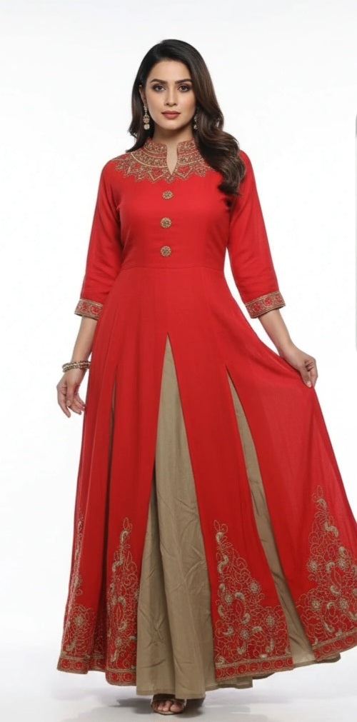 Embroidered Front-Slit Anarkali Kurta